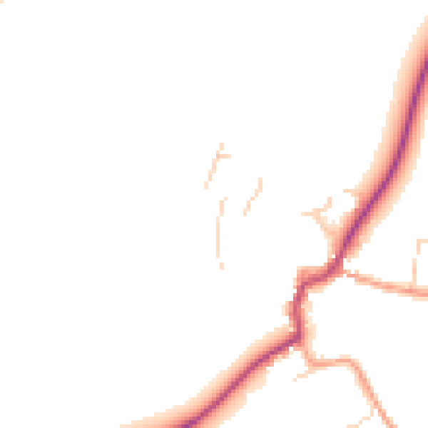 Daytime road noise heatmap for GU32 1JD