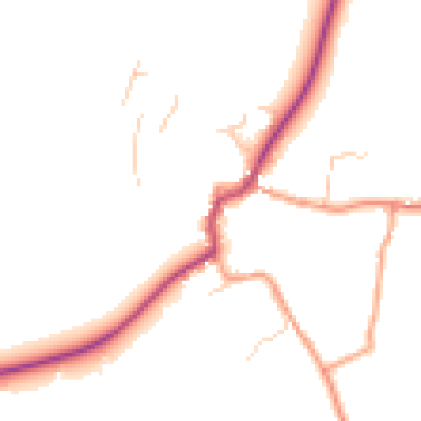 Daytime road noise heatmap for GU32 1JF