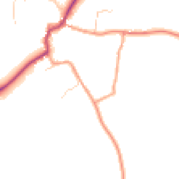Daytime road noise heatmap for GU32 1JQ