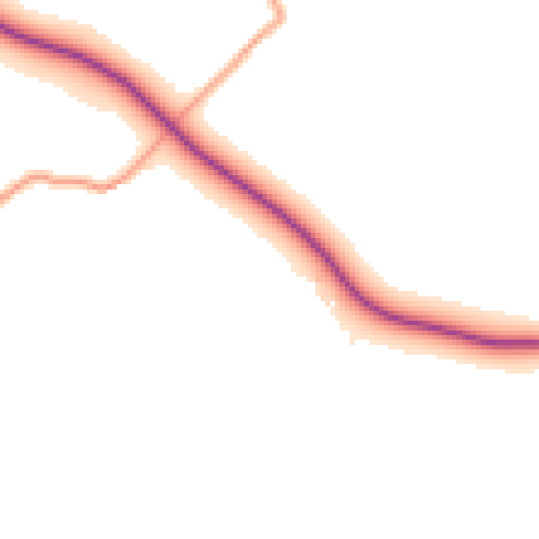 Daytime road noise heatmap for GU32 1JS