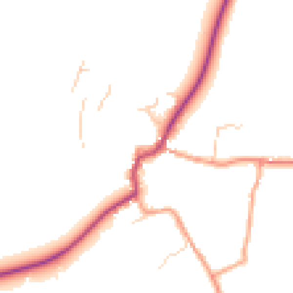 Daytime road noise heatmap for GU32 1LG