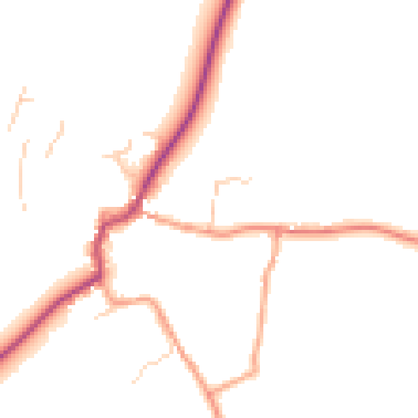 Daytime road noise heatmap for GU32 1LW