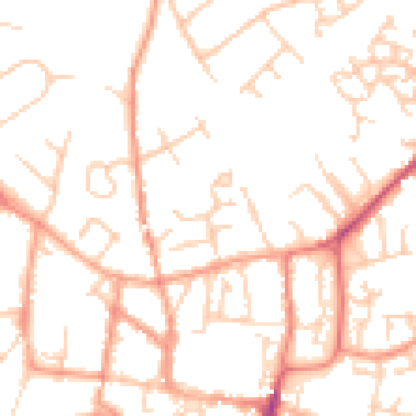 Daytime road noise heatmap for GU32 2AA