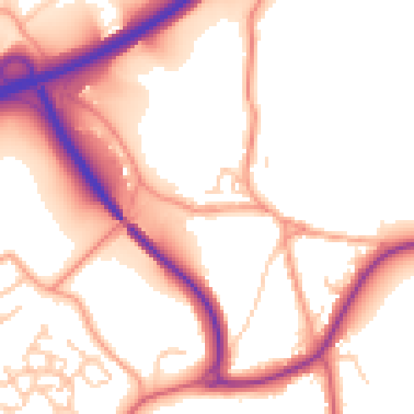 Daytime road noise heatmap for GU32 2AS