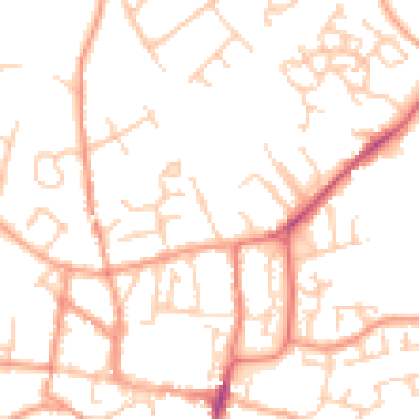 Daytime road noise heatmap for GU32 2AX
