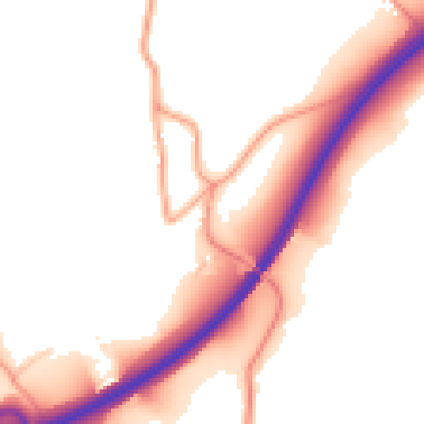 Daytime road noise heatmap for GU32 2BE