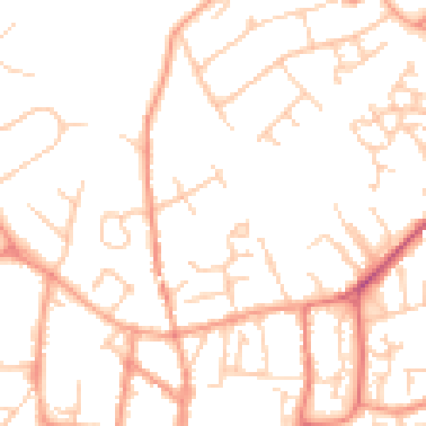 Daytime road noise heatmap for GU32 2BF