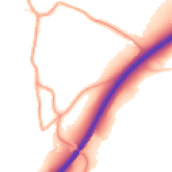 Daytime road noise heatmap for GU32 2BG