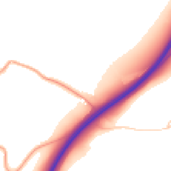 Daytime road noise heatmap for GU32 2BJ