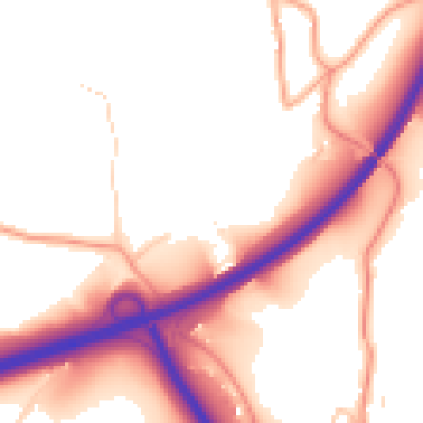 Daytime road noise heatmap for GU32 2DA