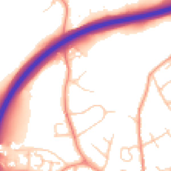Daytime road noise heatmap for GU32 2DZ