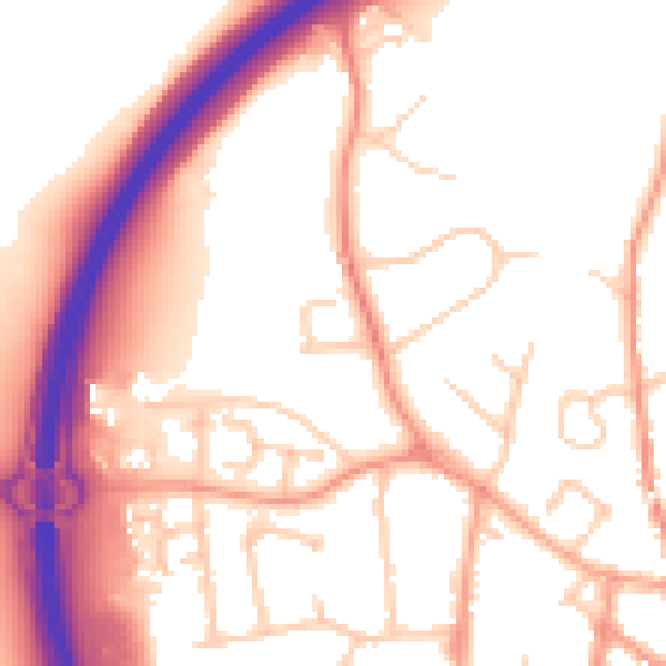 Daytime road noise heatmap for GU32 2EF