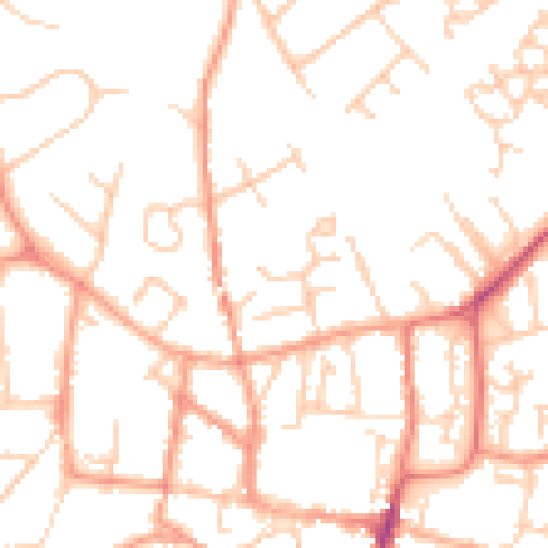 Daytime road noise heatmap for GU32 2HE