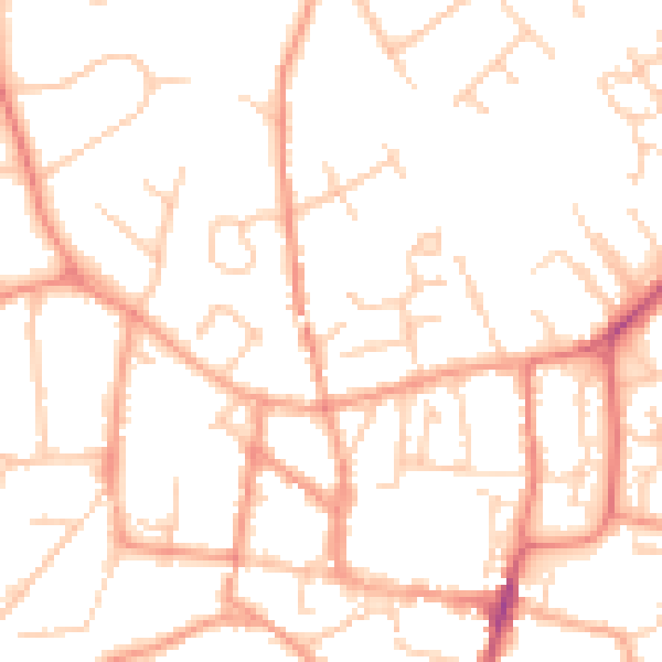 Daytime road noise heatmap for GU32 2HQ