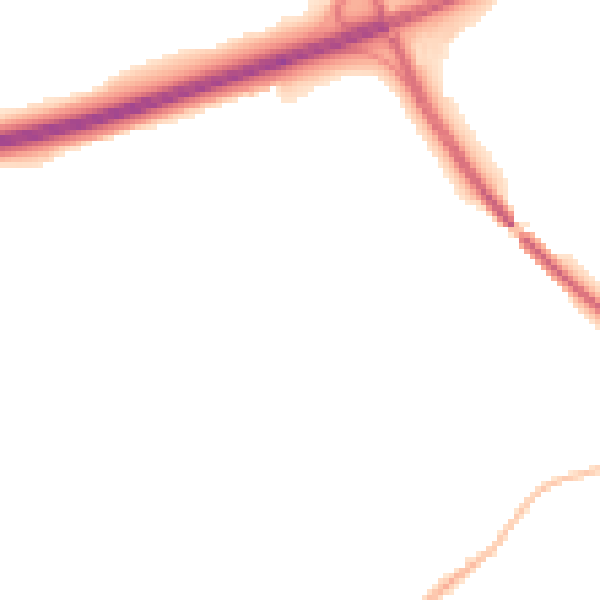 Night-time road noise heatmap for GU32 2JP