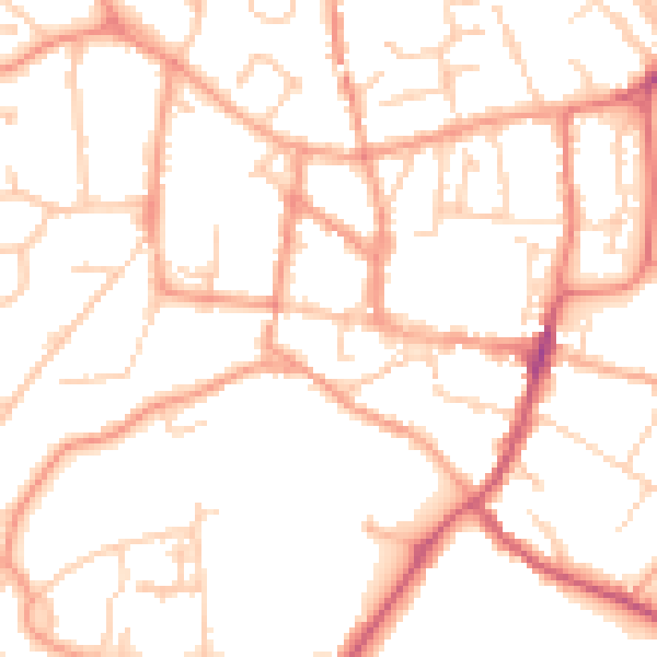 Daytime road noise heatmap for GU32 3AG