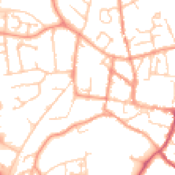Daytime road noise heatmap for GU32 3AQ