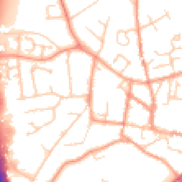 Daytime road noise heatmap for GU32 3AW