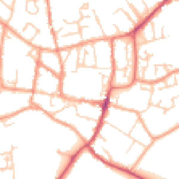 Daytime road noise heatmap for GU32 3DG