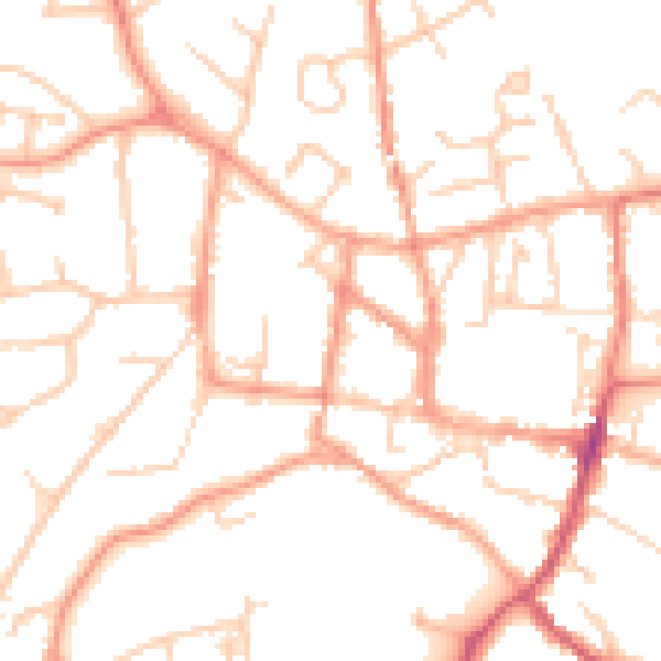 Daytime road noise heatmap for GU32 3EH