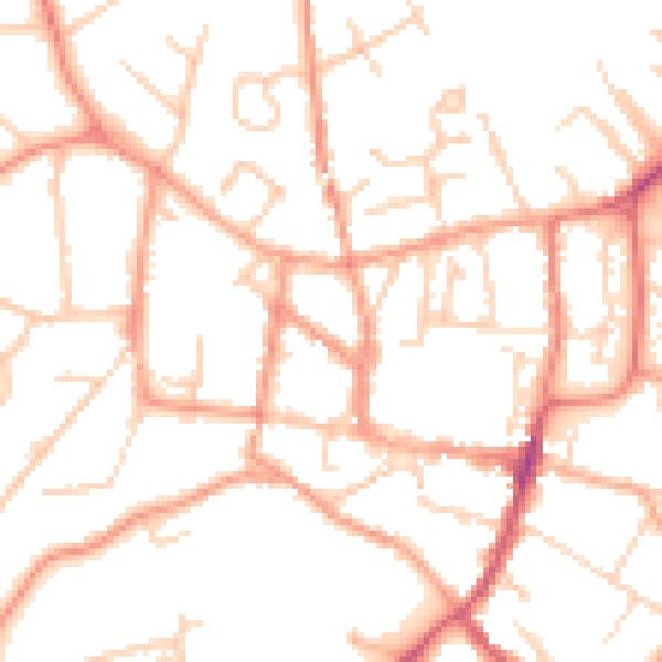 Daytime road noise heatmap for GU32 3EL