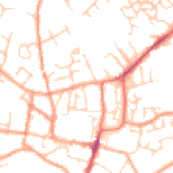 Daytime road noise heatmap for GU32 3EN