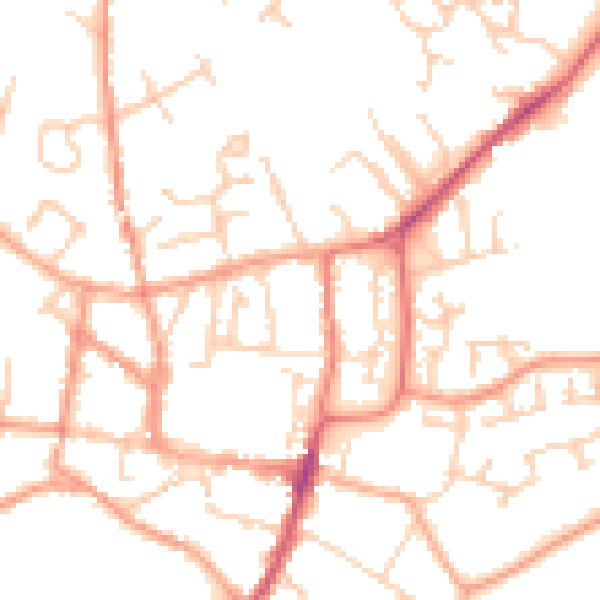Daytime road noise heatmap for GU32 3EP