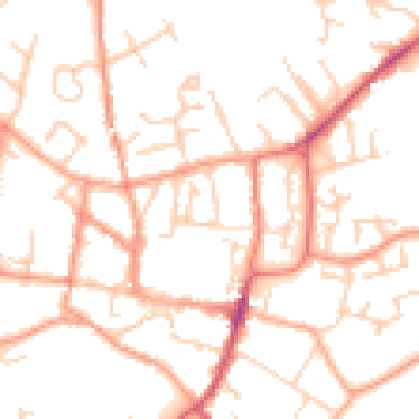 Daytime road noise heatmap for GU32 3EU