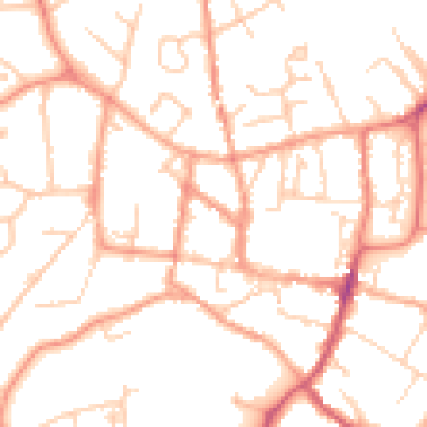 Daytime road noise heatmap for GU32 3EW