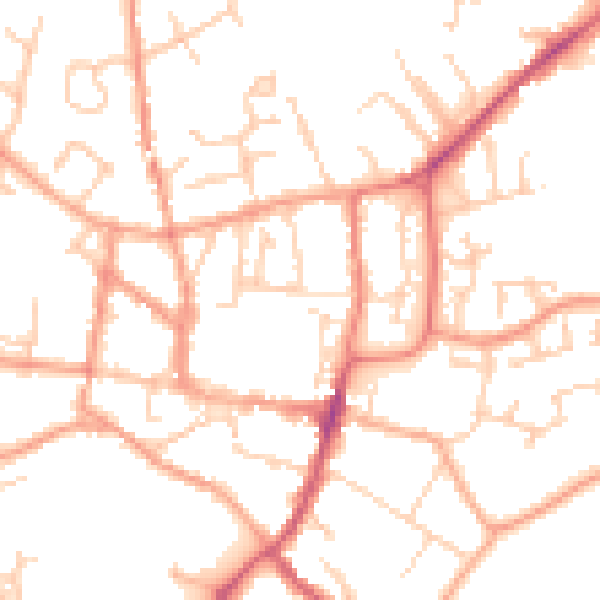 Daytime road noise heatmap for GU32 3EX