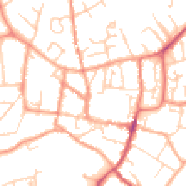 Daytime road noise heatmap for GU32 3FB