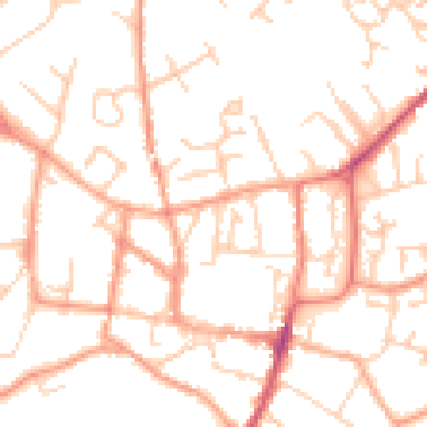 Daytime road noise heatmap for GU32 3HE