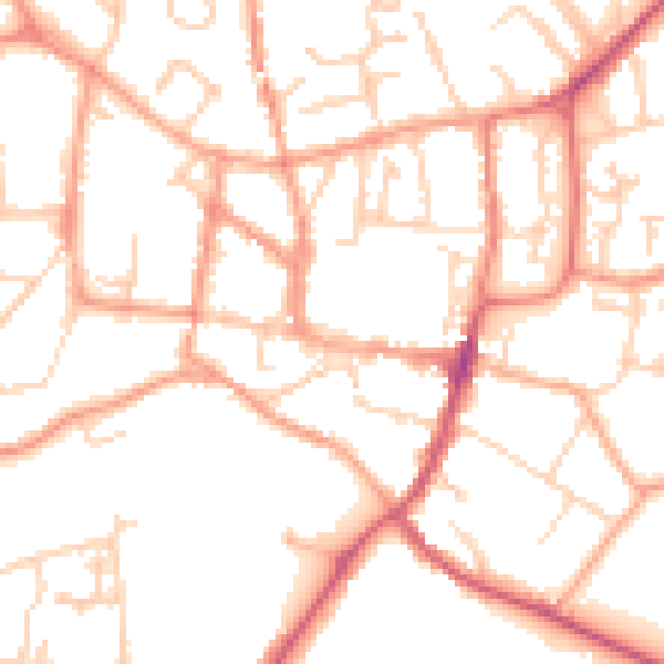 Daytime road noise heatmap for GU32 3HJ