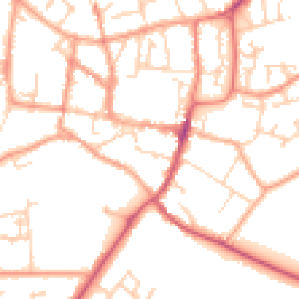 Daytime road noise heatmap for GU32 3HX