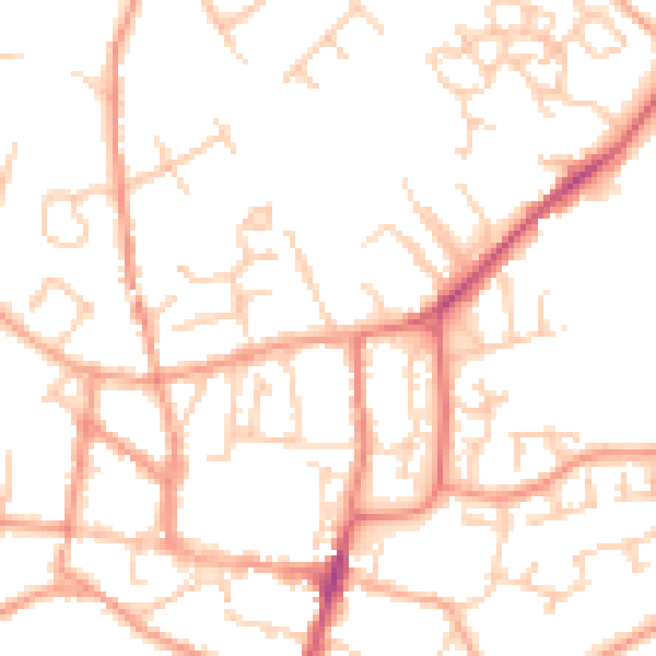 Daytime road noise heatmap for GU32 3HZ