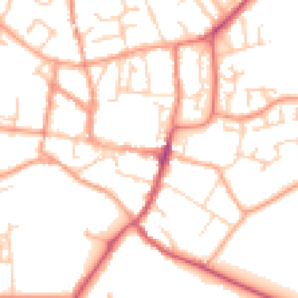 Daytime road noise heatmap for GU32 3JL