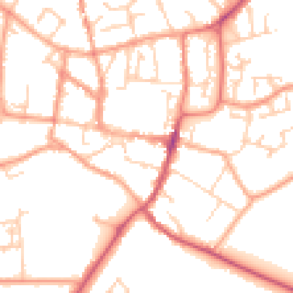 Daytime road noise heatmap for GU32 3JT