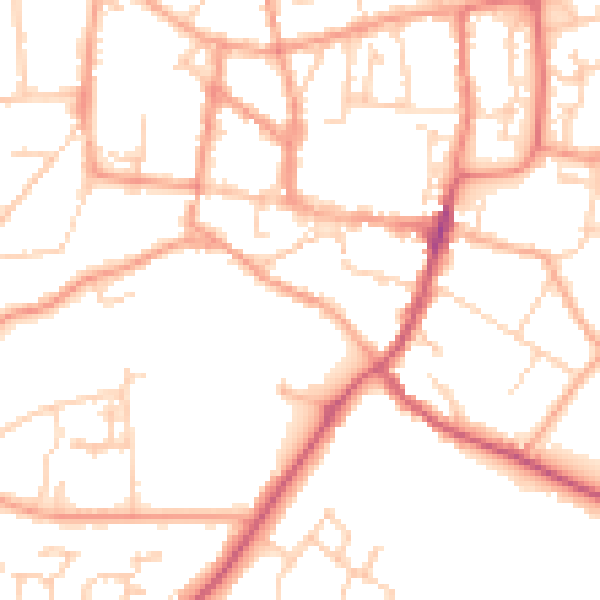 Daytime road noise heatmap for GU32 3JY