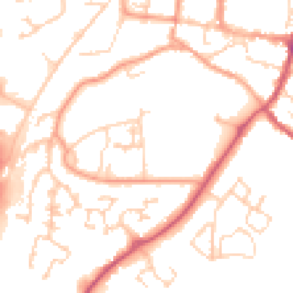 Daytime road noise heatmap for GU32 3LY
