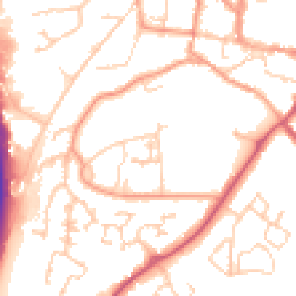 Daytime road noise heatmap for GU32 3QL