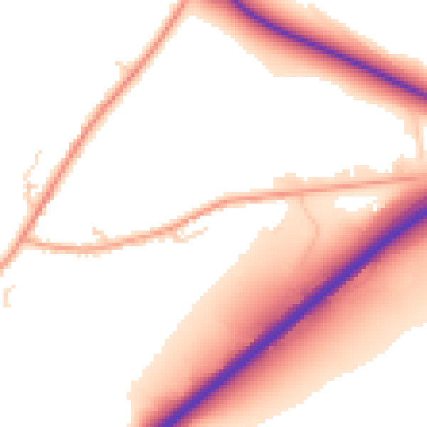 Daytime road noise heatmap for GU33 6AN