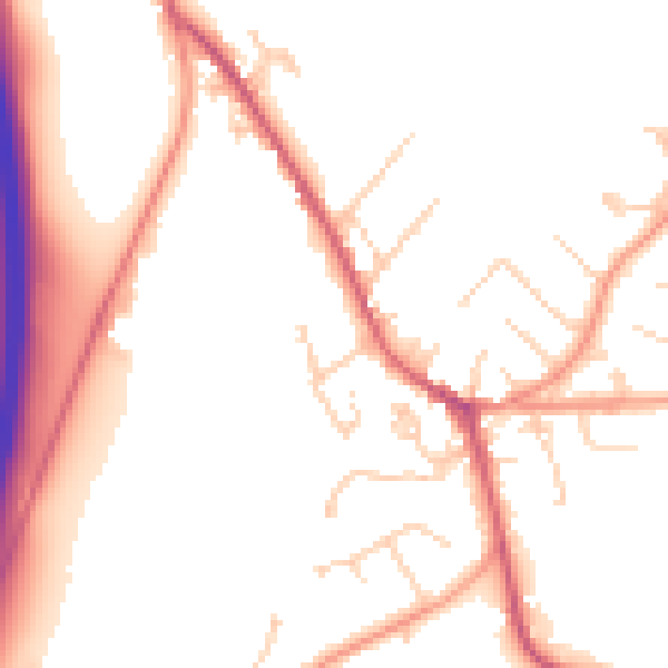 Daytime road noise heatmap for GU33 7SA