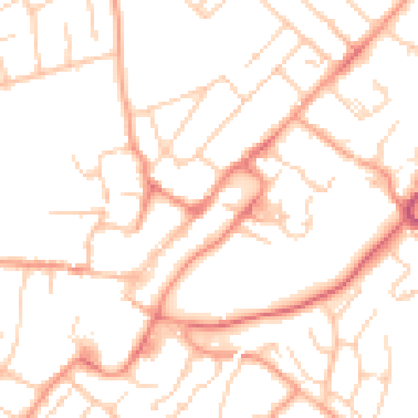 Daytime road noise heatmap for GU34 1AY