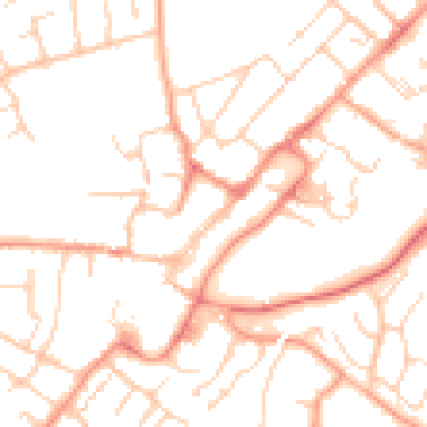 Daytime road noise heatmap for GU34 1BN
