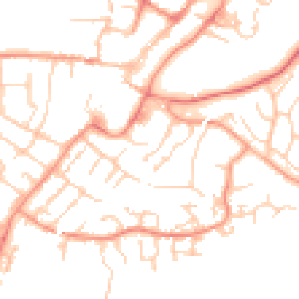 Daytime road noise heatmap for GU34 1DT