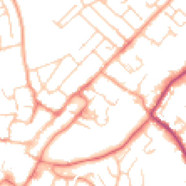 Daytime road noise heatmap for GU34 1FF