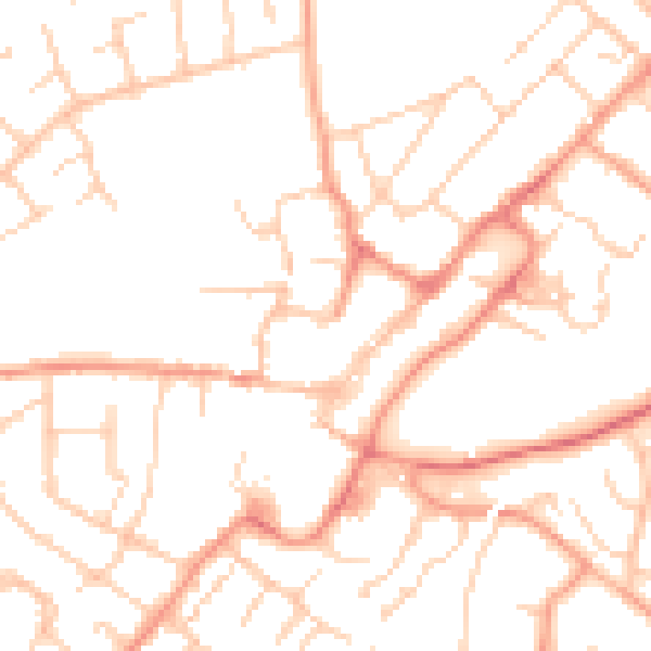 Daytime road noise heatmap for GU34 1HT