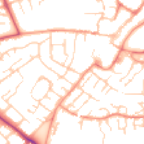 Daytime road noise heatmap for GU34 1JP