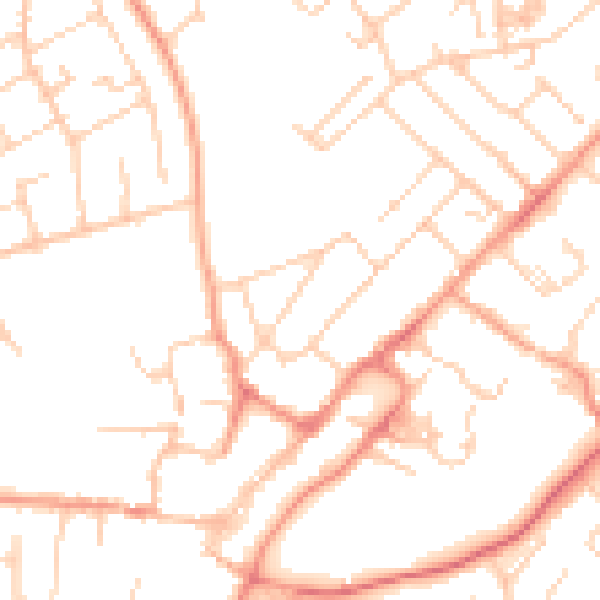 Daytime road noise heatmap for GU34 2DX