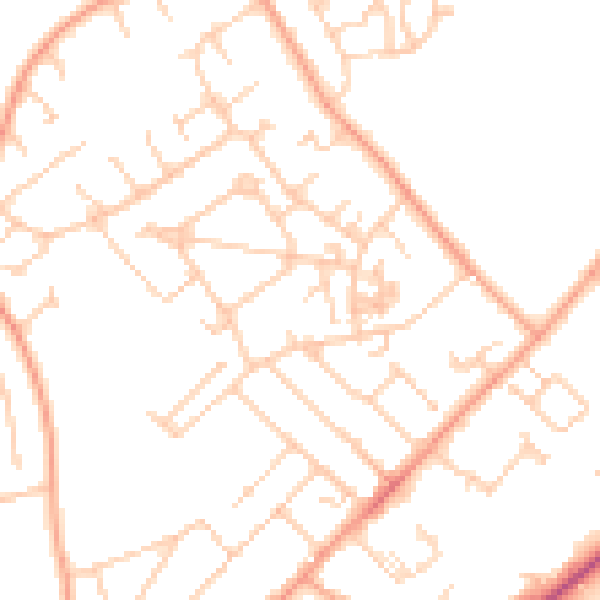 Daytime road noise heatmap for GU34 2FA
